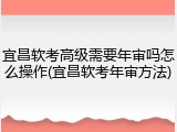 宜昌软考高级需要年审吗怎么操作(宜昌软考年审方法)