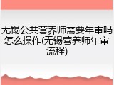 无锡公共营养师需要年审吗怎么操作(无锡营养师年审流程)