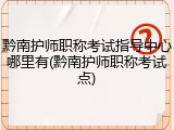 黔南护师职称考试指导中心哪里有(黔南护师职称考试点)