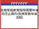 张掖家庭教育指导需要年审吗怎么操作(张掖家教年审流程)