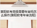 襄阳软考高级需要年审吗怎么操作(襄阳软考年审流程)