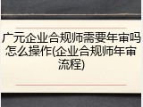 广元企业合规师需要年审吗怎么操作(企业合规师年审流程)