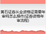 黄石证券从业资格证需要年审吗怎么操作(证券资格年审流程)