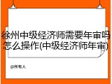 徐州中级经济师需要年审吗怎么操作(中级经济师年审)