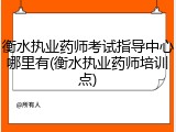 衡水执业药师考试指导中心哪里有(衡水执业药师培训点)