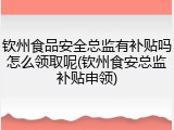钦州食品安全总监有补贴吗怎么领取呢(钦州食安总监补贴申领)