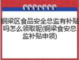 铜梁区食品安全总监有补贴吗怎么领取呢(铜梁食安总监补贴申领)