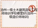 沧州一级土木建筑造价工程师培训学校哪里好(沧州一级造价师培训)