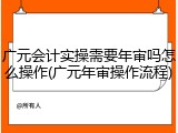 广元会计实操需要年审吗怎么操作(广元年审操作流程)