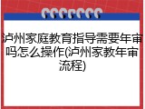 泸州家庭教育指导需要年审吗怎么操作(泸州家教年审流程)