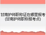 甘南护师职称证在哪里报考(甘南护师职称报考点)