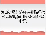 黄山初级经济师有补贴吗怎么领取呢(黄山经济师补贴申领)