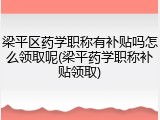 梁平区药学职称有补贴吗怎么领取呢(梁平药学职称补贴领取)