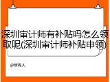 深圳审计师有补贴吗怎么领取呢(深圳审计师补贴申领)