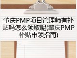 肇庆PMP项目管理师有补贴吗怎么领取呢(肇庆PMP补贴申领指南)