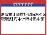 珠海审计师有补贴吗怎么领取呢(珠海审计师补贴申领)