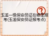 玉溪一级保安员证在哪里报考(玉溪保安员证报考点)