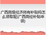 广西高级经济师有补贴吗怎么领取呢(广西高经补贴申领)