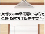 泸州软考中级需要年审吗怎么操作(软考中级需年审吗)