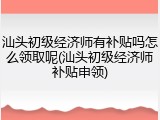 汕头初级经济师有补贴吗怎么领取呢(汕头初级经济师补贴申领)