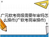 广元软考高级需要年审吗怎么操作(广软考高审操作)