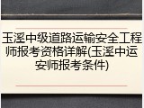 玉溪中级道路运输安全工程师报考资格详解(玉溪中运安师报考条件)
