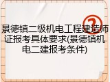 景德镇二级机电工程建造师证报考具体要求(景德镇机电二建报考条件)